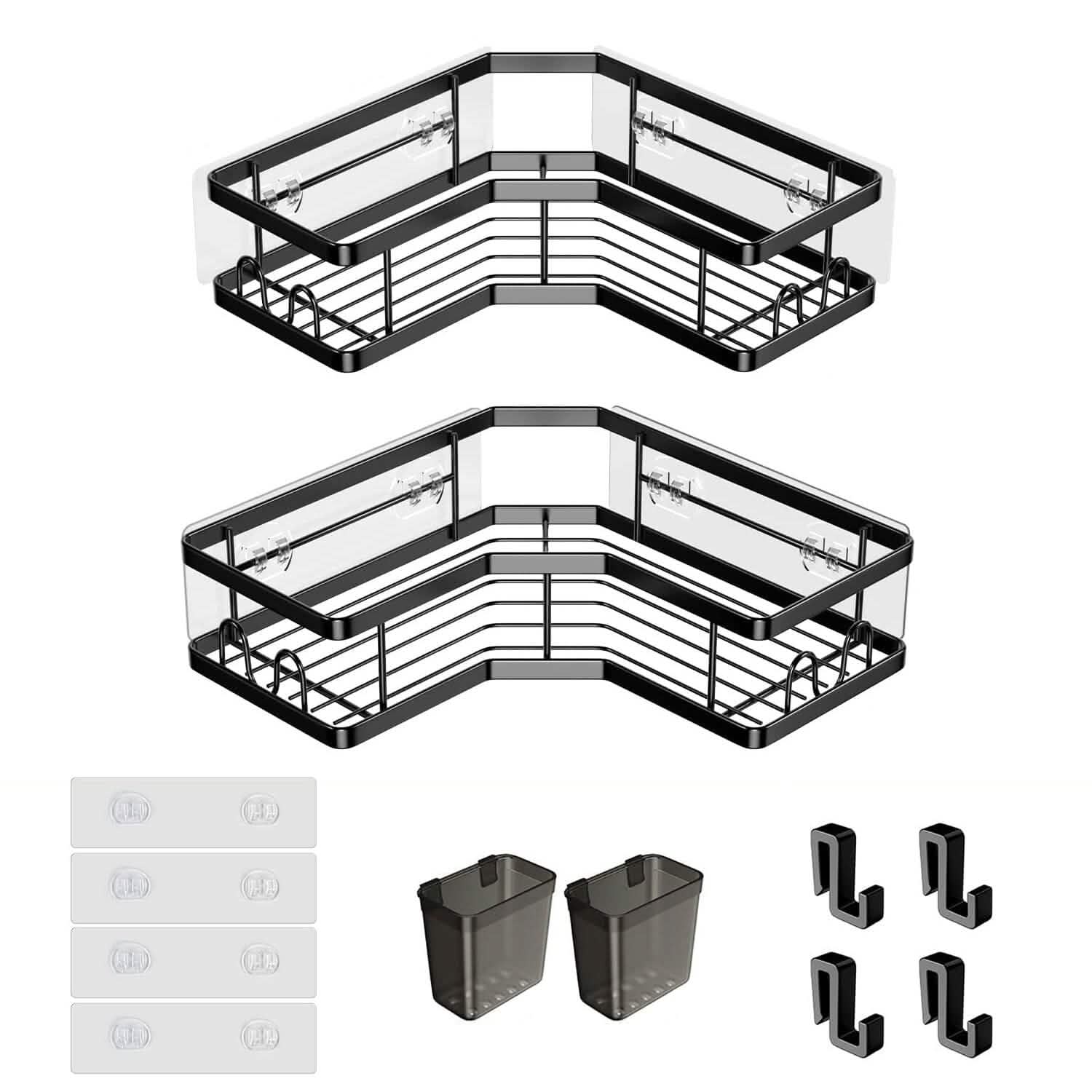 2-Pack: Corner Shower Caddy No Drilling Adhesive Shower Organizer