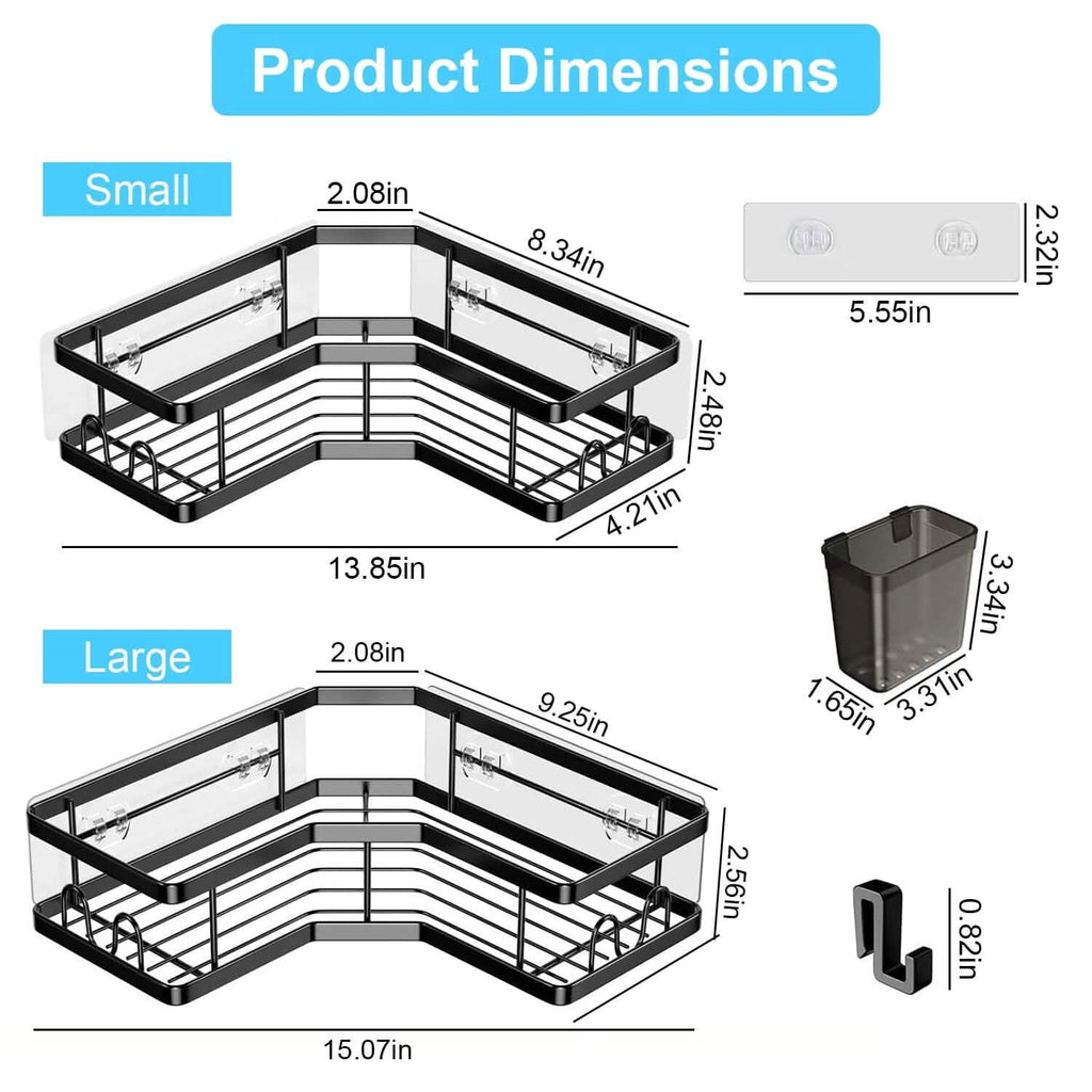 2-Pack: Corner Shower Caddy No Drilling Adhesive Shower Organizer