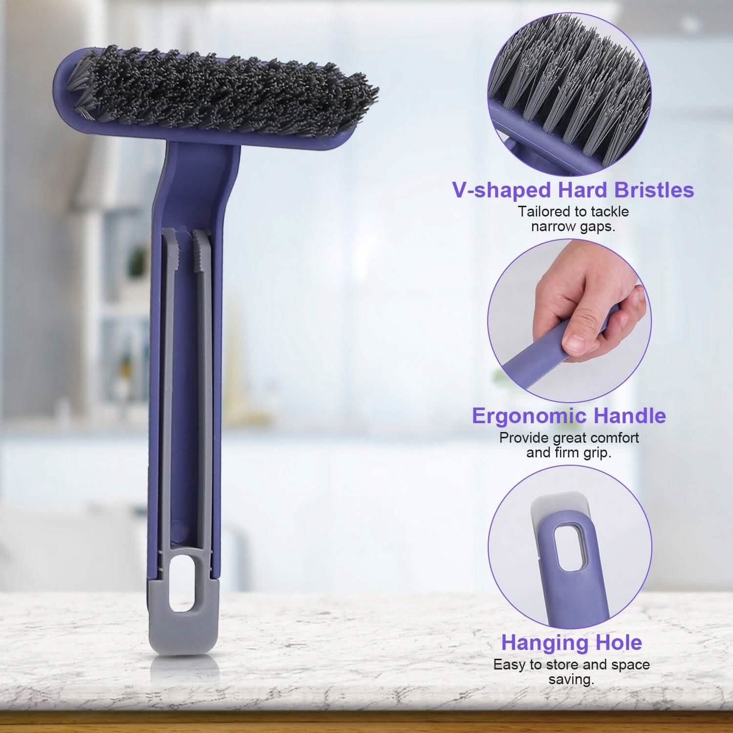 Lot de 2 : brosse à récurer les fentes, poils durs, nettoyeur d'interstices