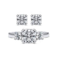 2-Pack: Cushion Cut Studs and Cushion Cut Ring with Side Stones