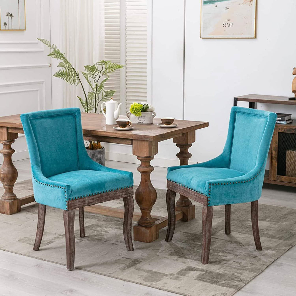 Lot de 2 chaises d'appoint rembourrées en tissu