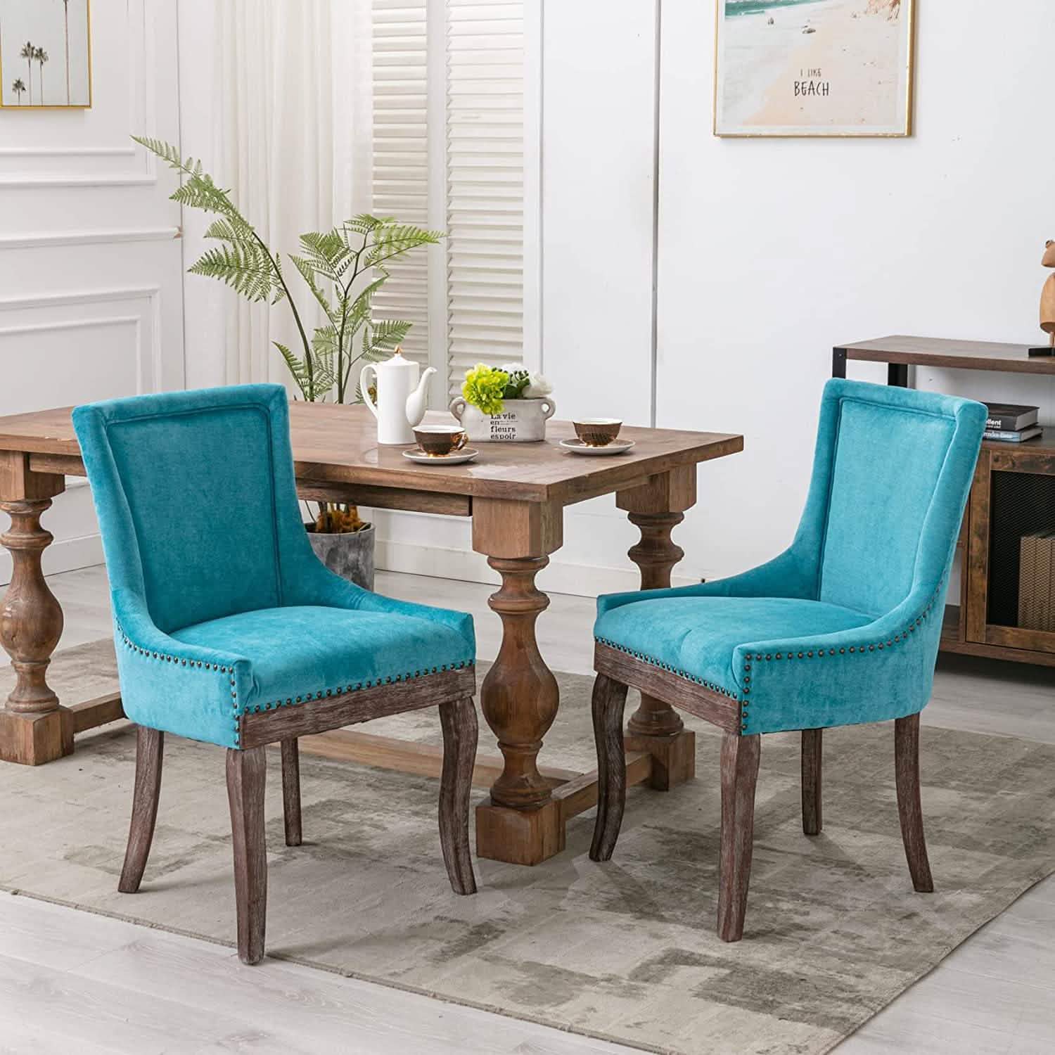 Lot de 2 chaises d'appoint rembourrées en tissu
