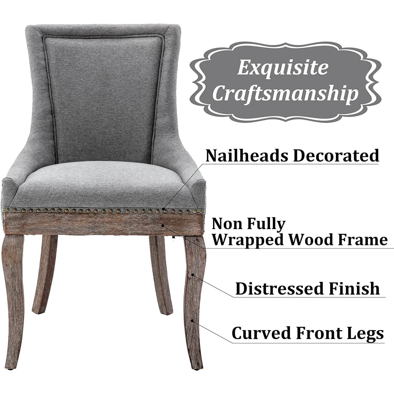 Lot de 2 chaises d'appoint rembourrées en tissu