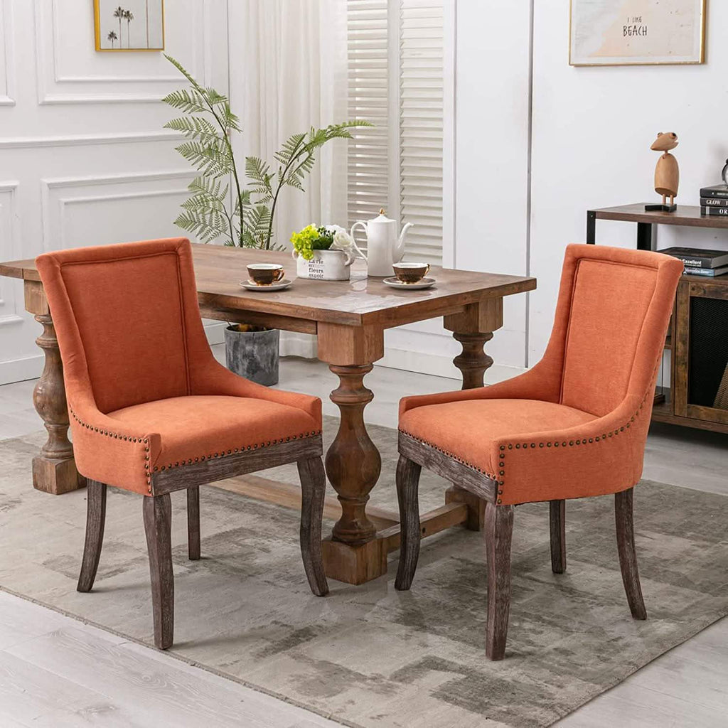Lot de 2 chaises d'appoint rembourrées en tissu