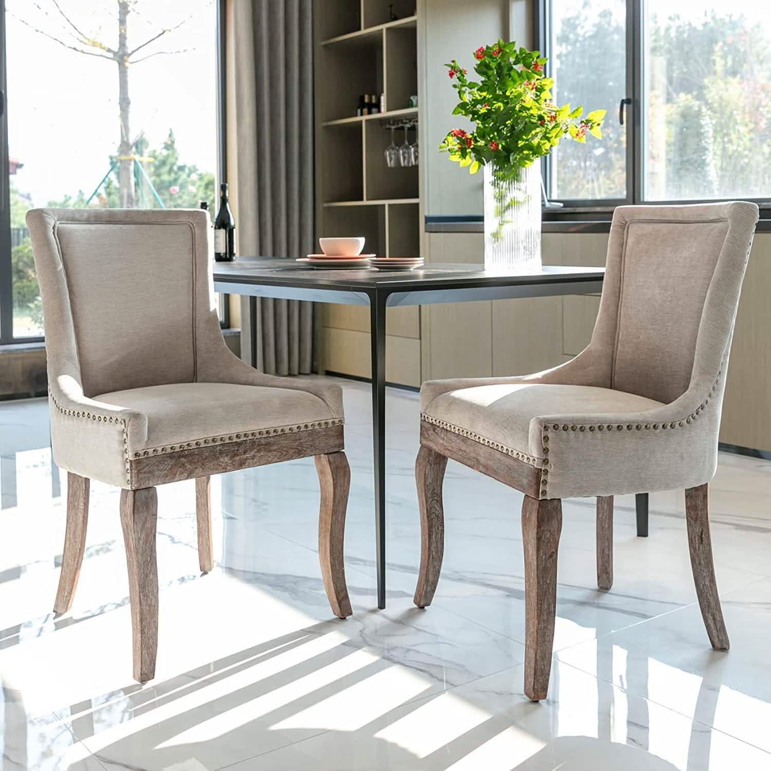 Lot de 2 chaises d'appoint rembourrées en tissu