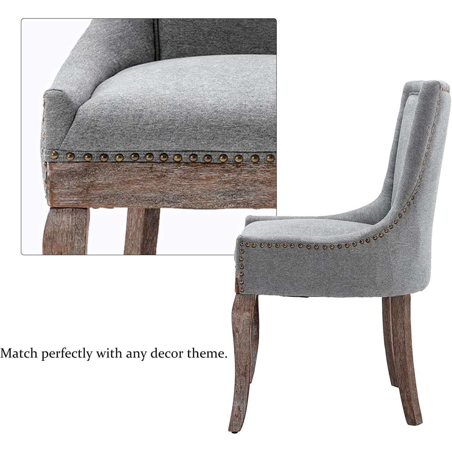 Lot de 2 chaises d'appoint rembourrées en tissu