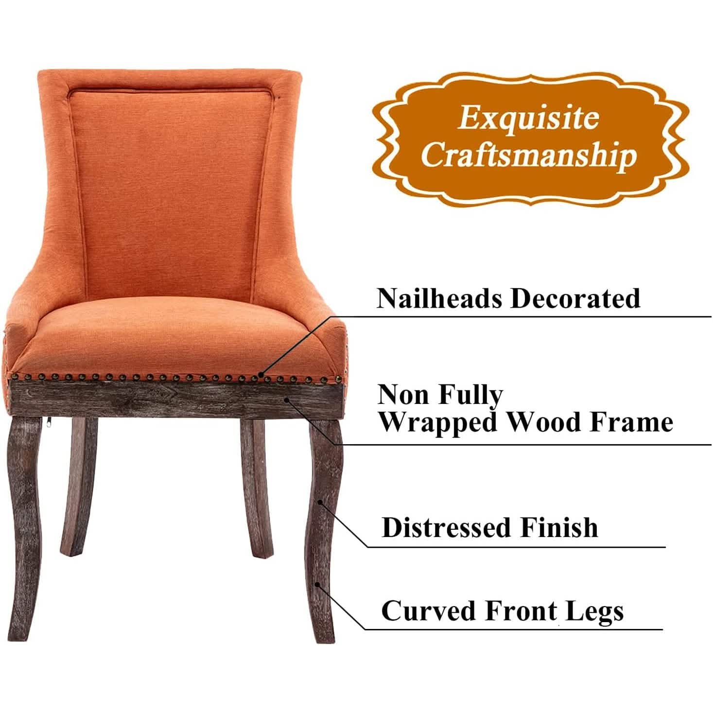 Lot de 2 chaises d'appoint rembourrées en tissu