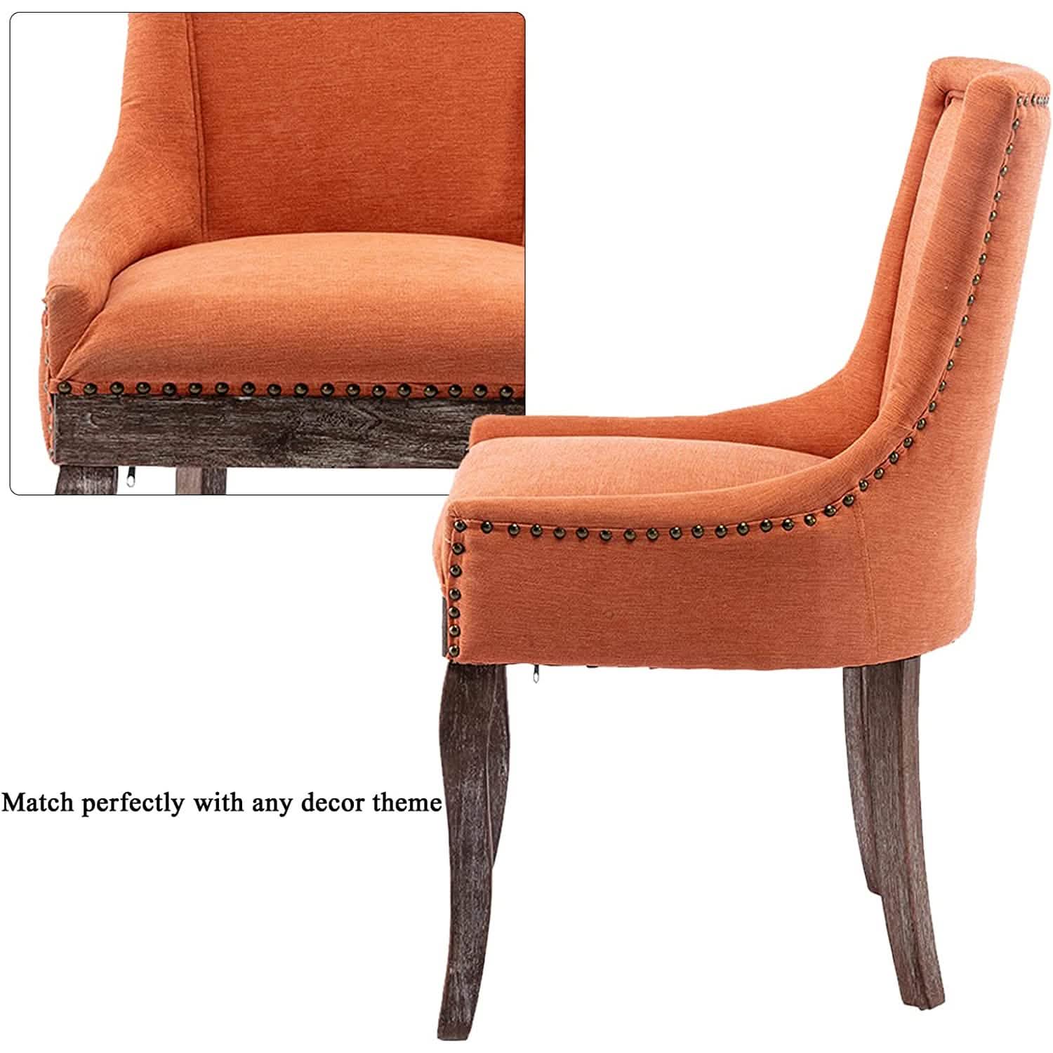 Lot de 2 chaises d'appoint rembourrées en tissu