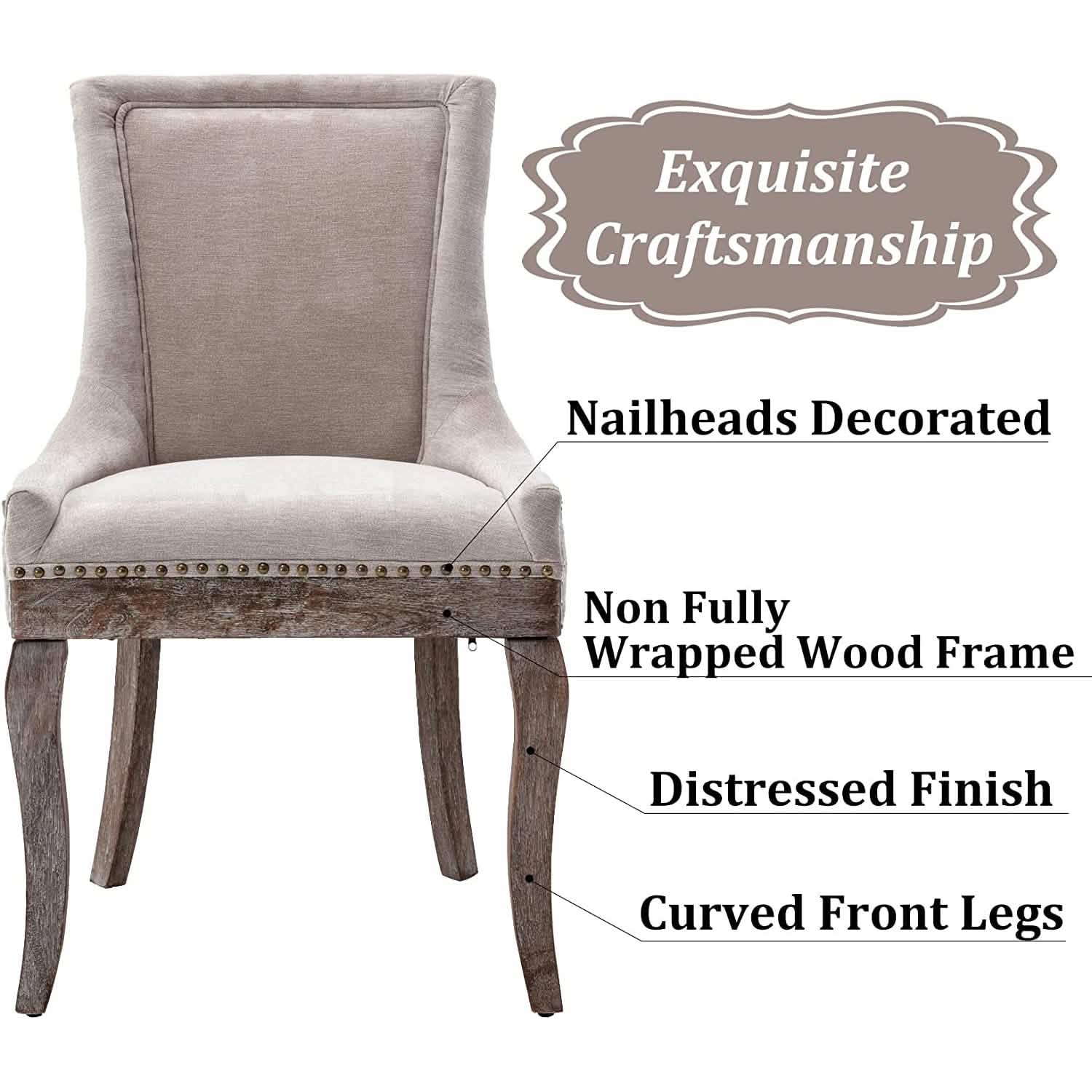 Lot de 2 chaises d'appoint rembourrées en tissu