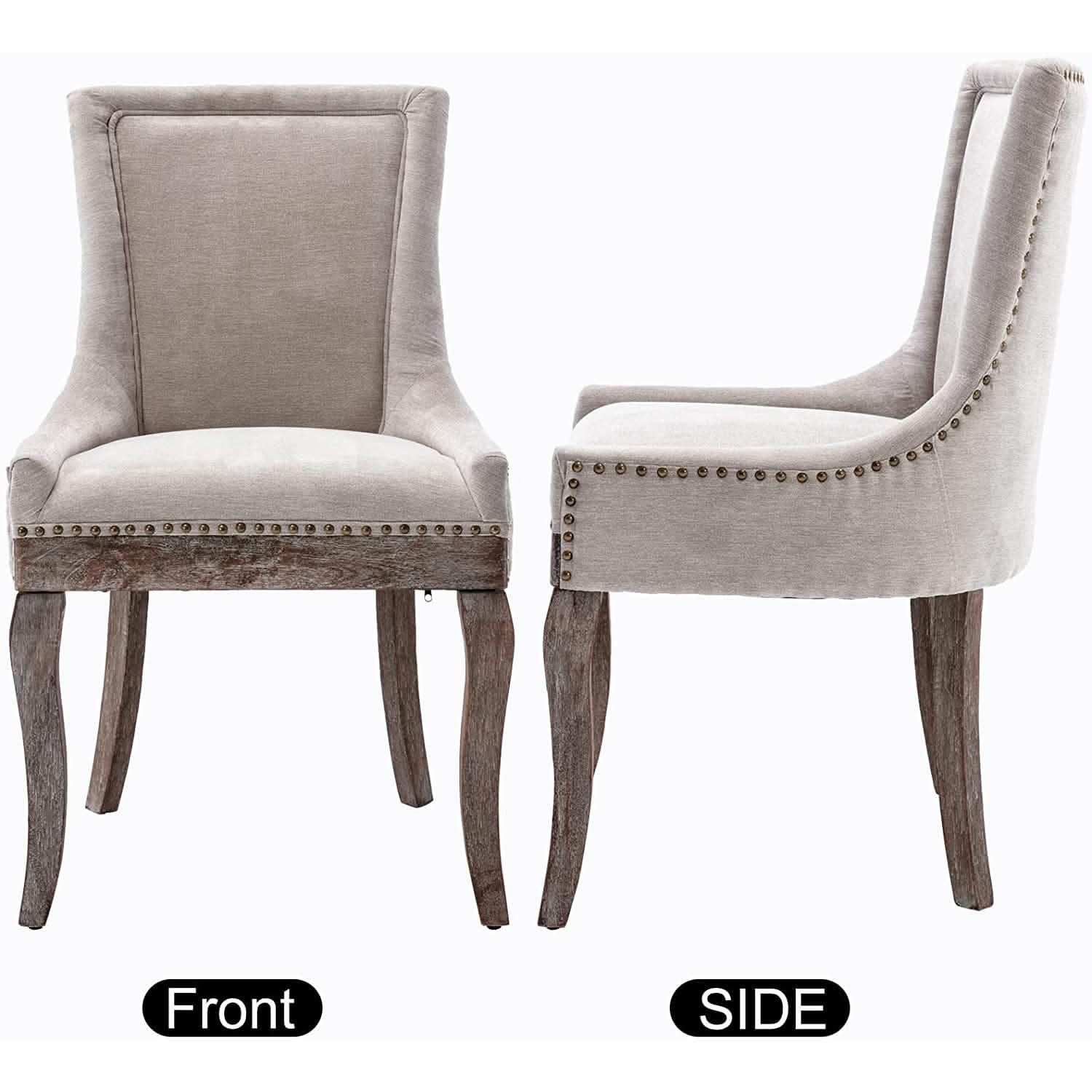 Lot de 2 chaises d'appoint rembourrées en tissu