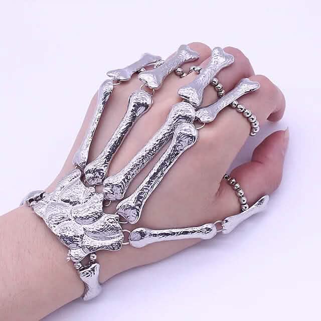 Lot de 2 : Bracelet gothique en os avec bague