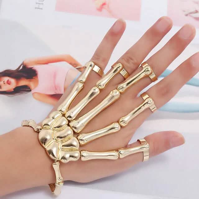 Lot de 2 : Bracelet gothique en os avec bague