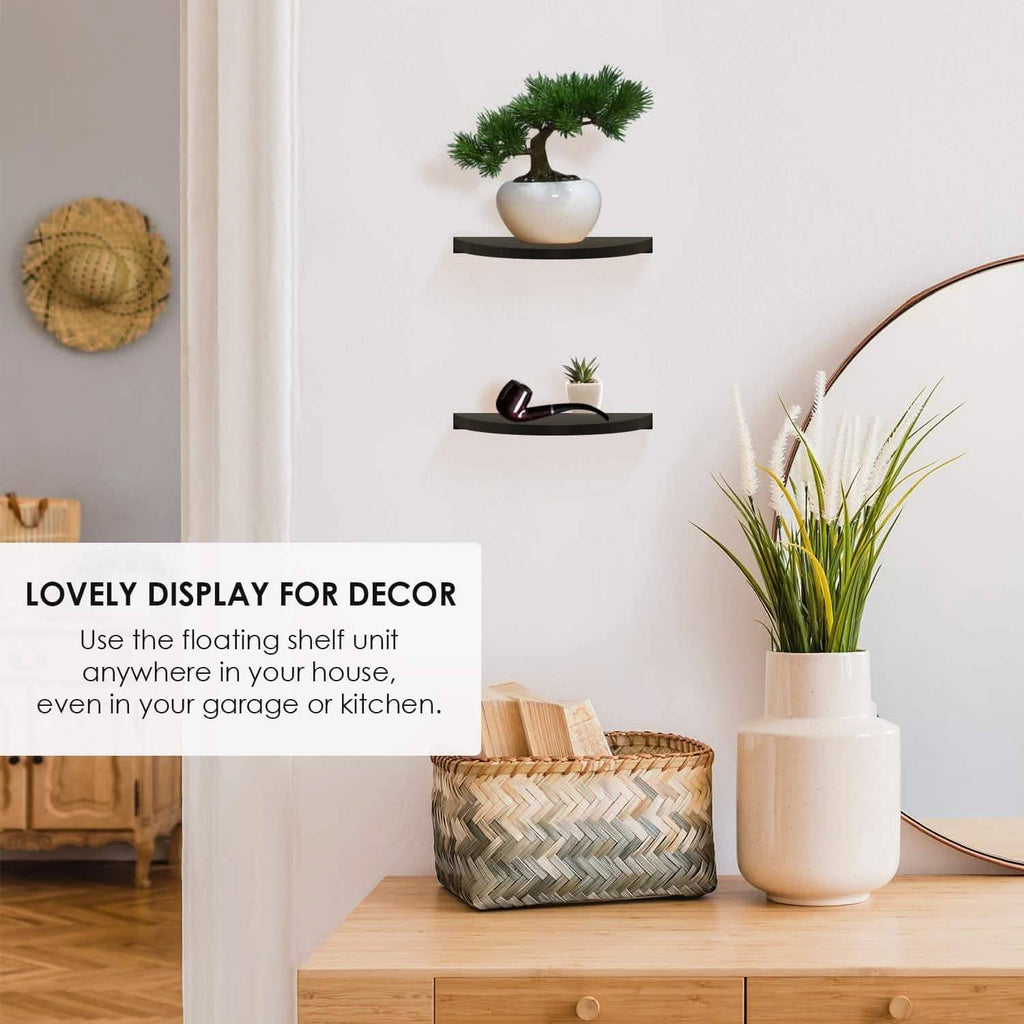 2-Pack: Halter Semi Circle Ledge Wood Shelves