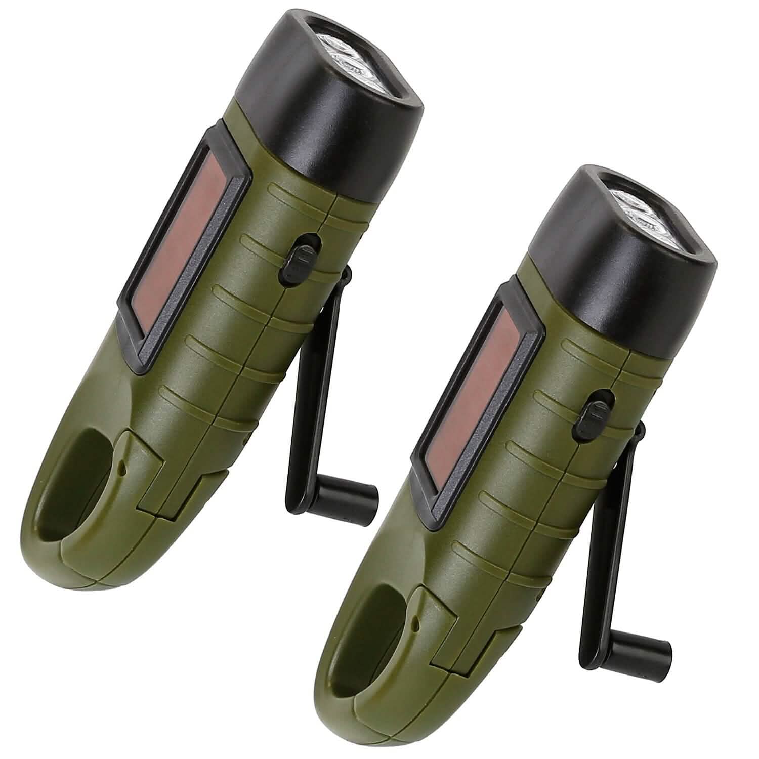 2-Pack: Hand Crank Solar Powered Flashlight