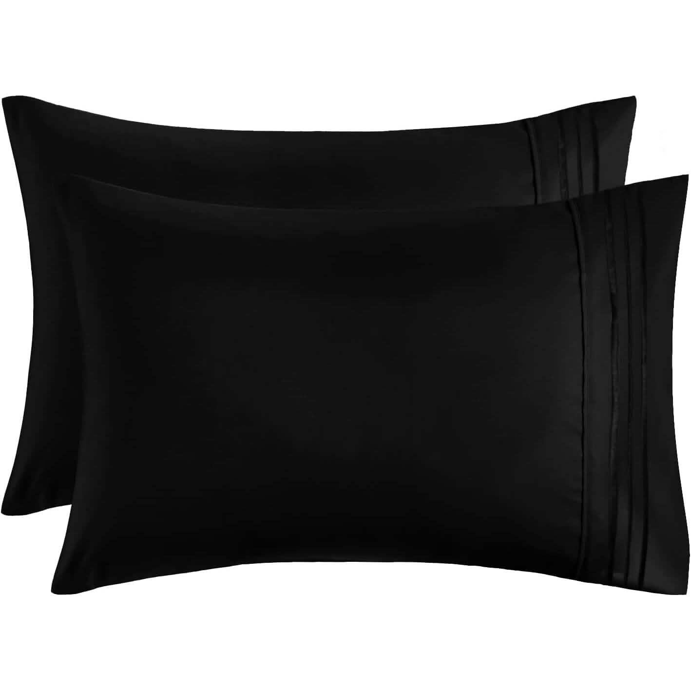 2-Pack: Hannah Linen Microfiber Pillowcases Breathable & Envelop Closure Pillow Covers Set