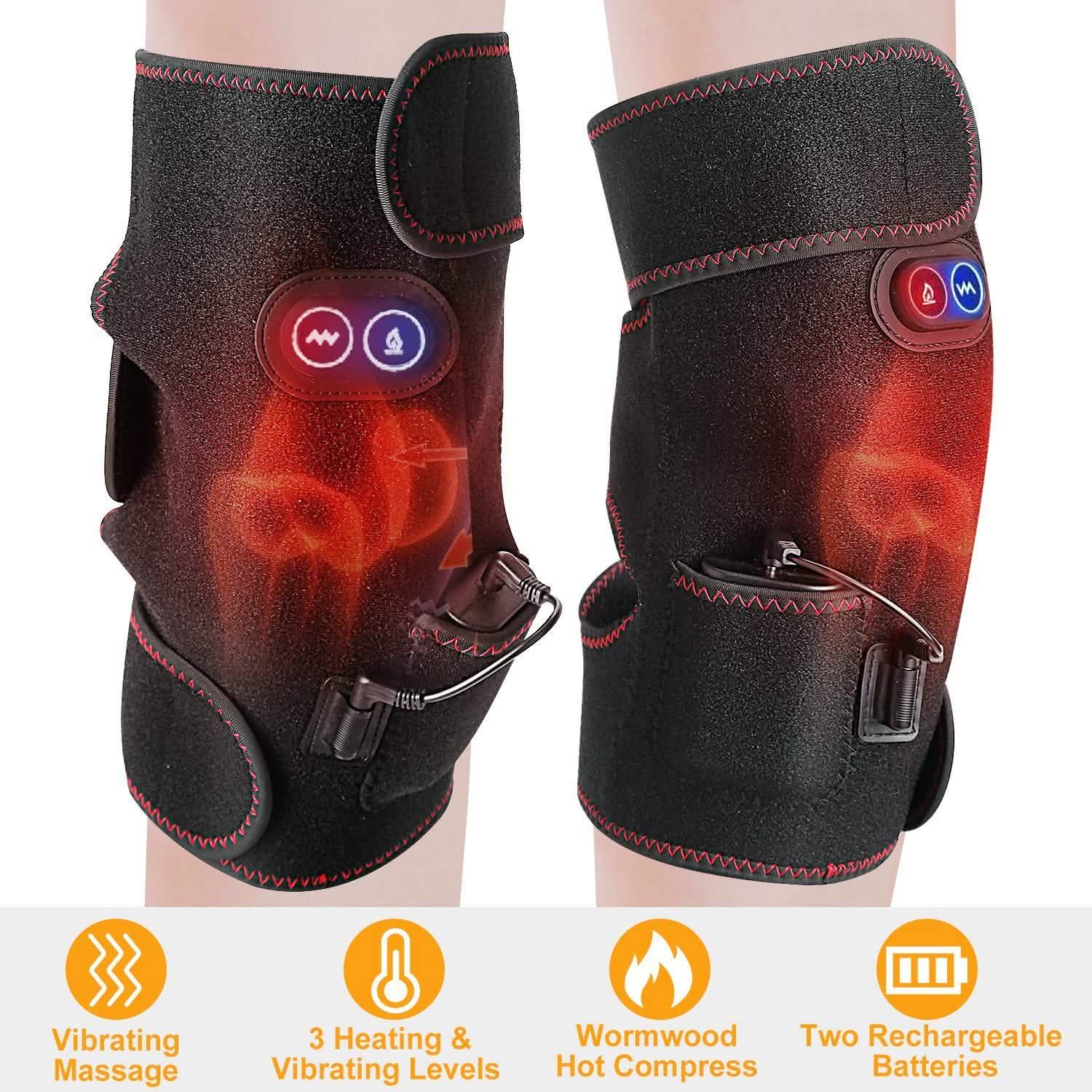 2-Pack: Heated Knee Massage Wrap