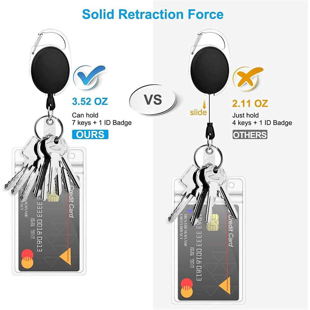 2-Pack: Heavy Duty Retractable Badge Holders with Carabiner Reel Clip and Vertical Style Clear ID Card Holders