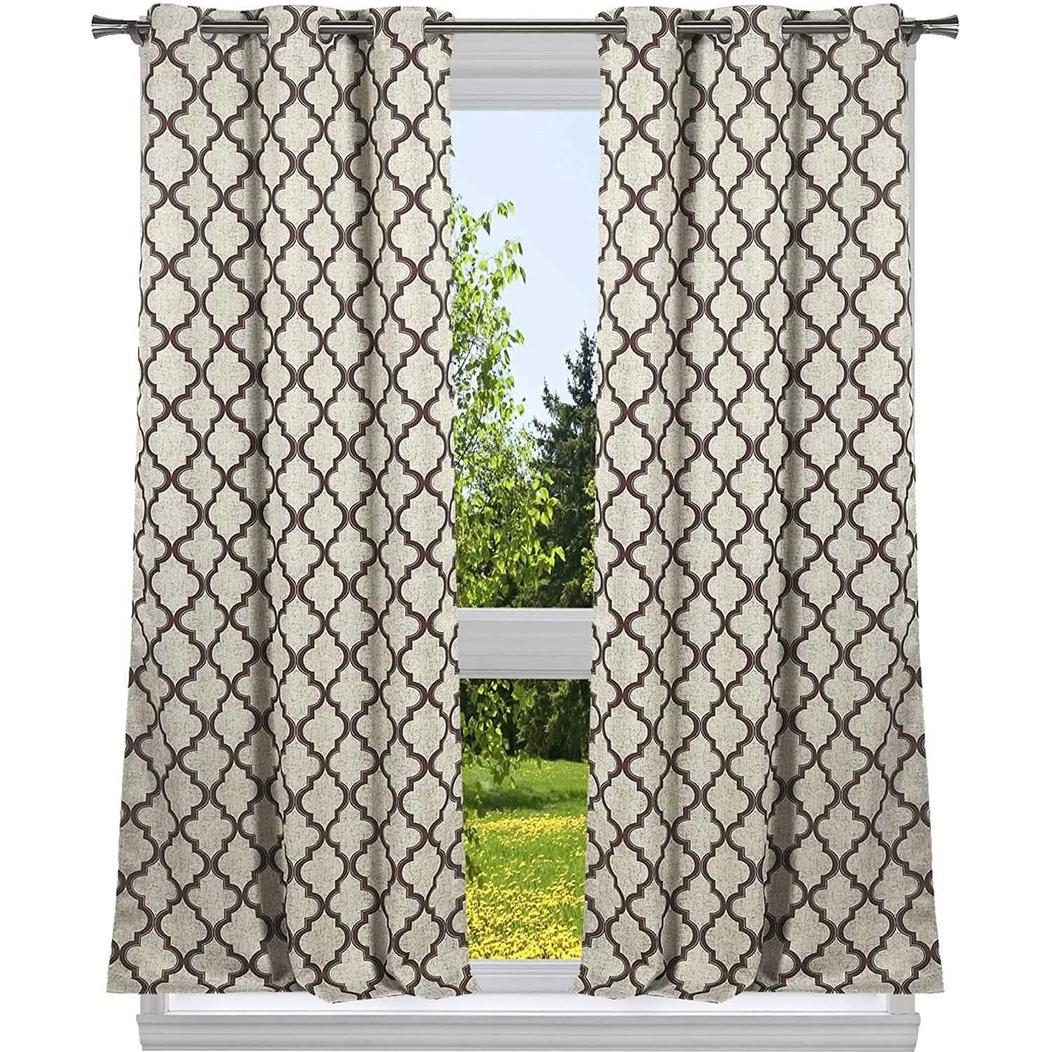 2-Pack: Heavy Geometric Blackout Grommet Window Curtain Pair Panel