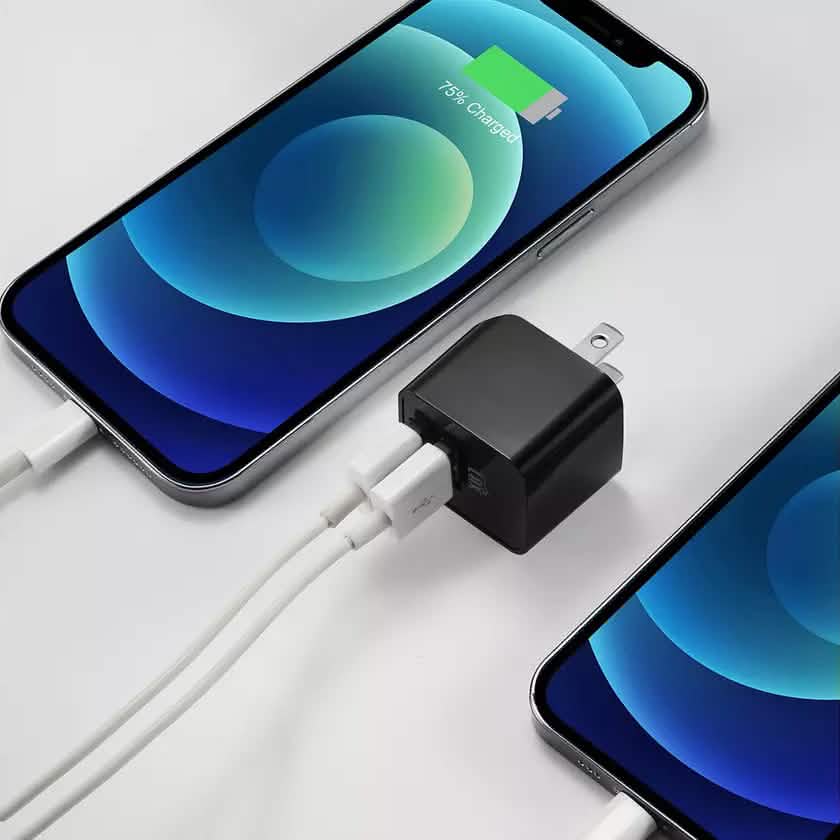 Lot de 2 : Chargeur mural double USB 2,4 A LAX – Ultra compact