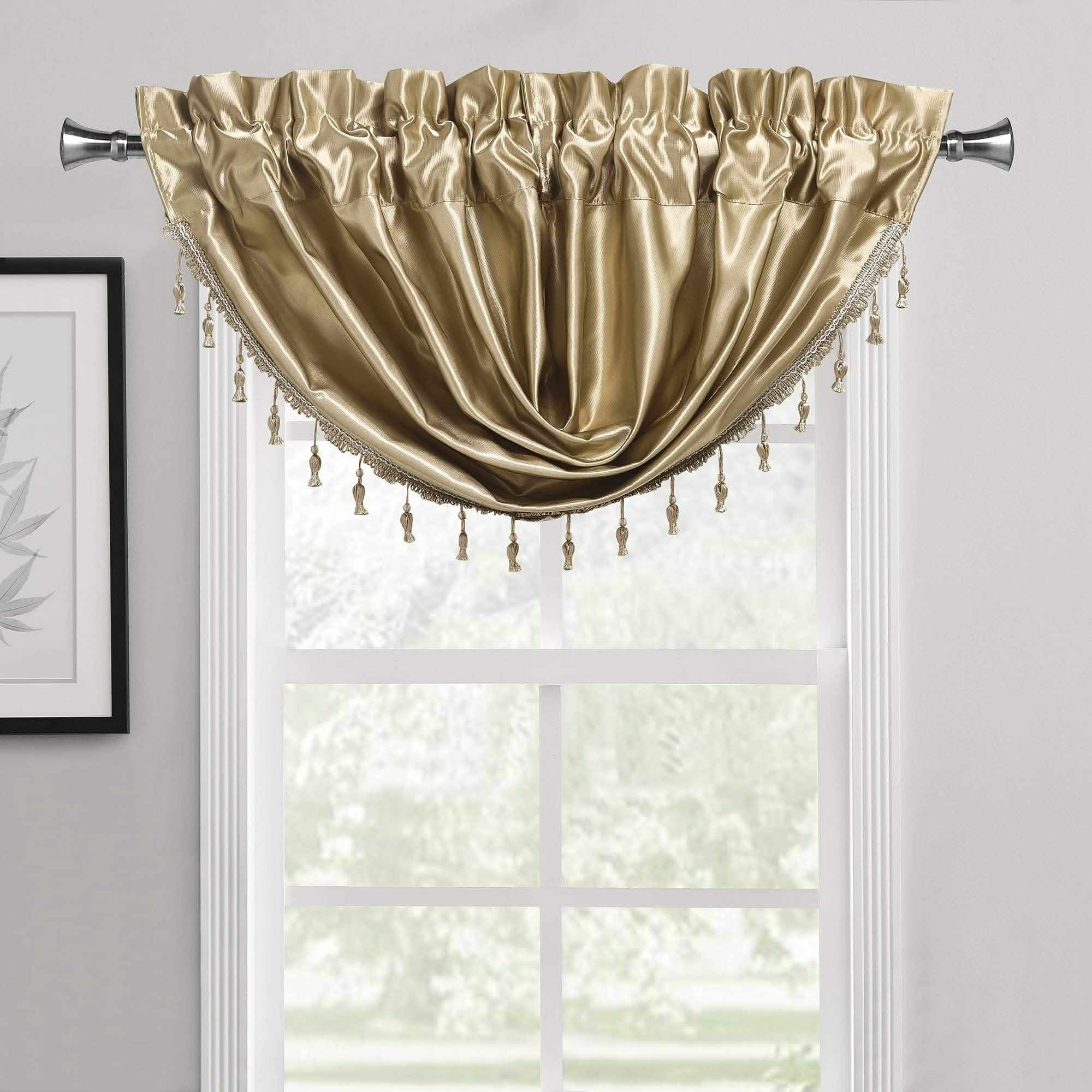 2-Pack: Luxury Waterfall Austrian Beads Trimmed Window Valances