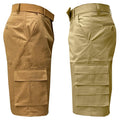 Lot de 2 shorts cargo homme 7 poches, coupe ajustée 33 cm, avec ceinture