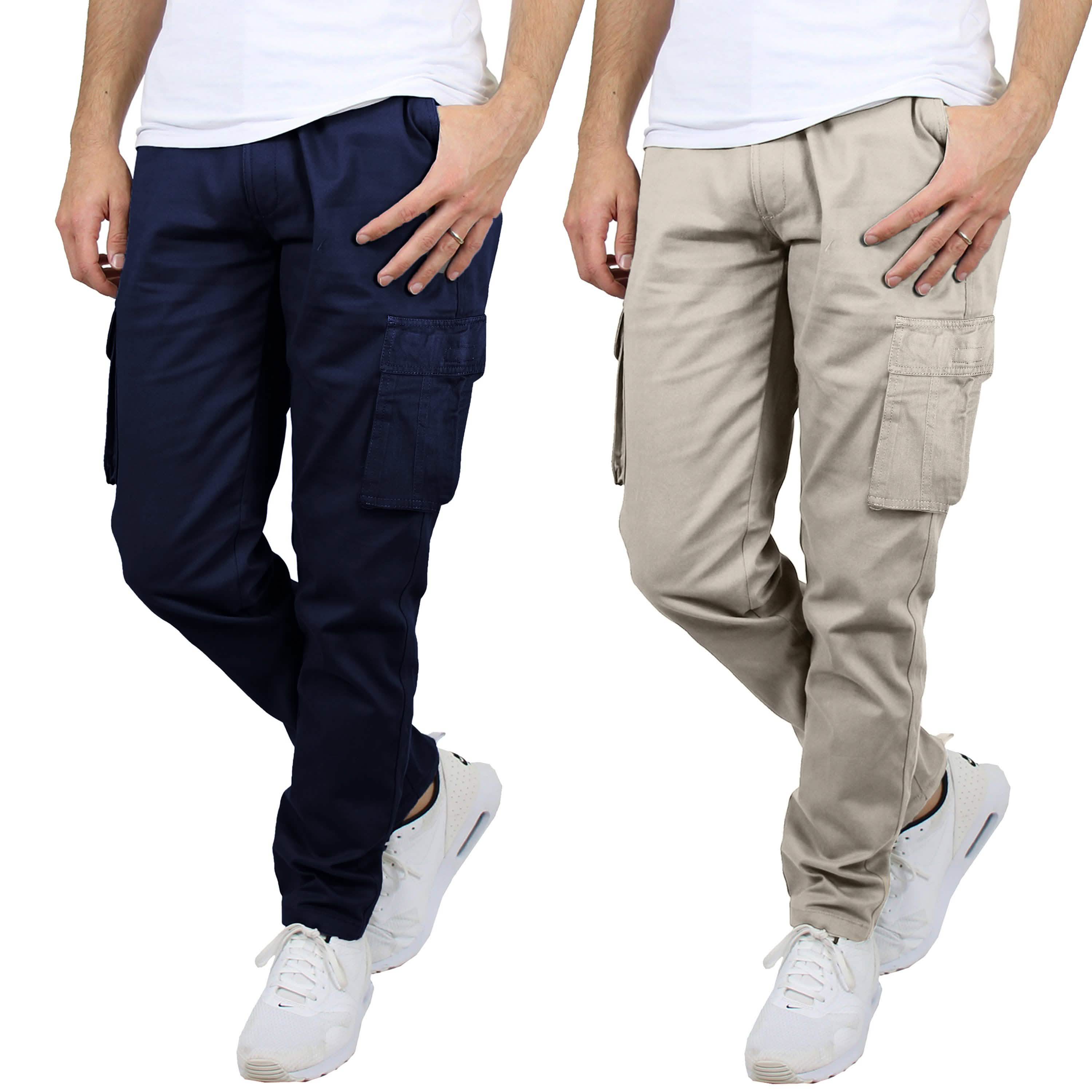 2-Pack: Men's Cotton Cargo Pants With Belt