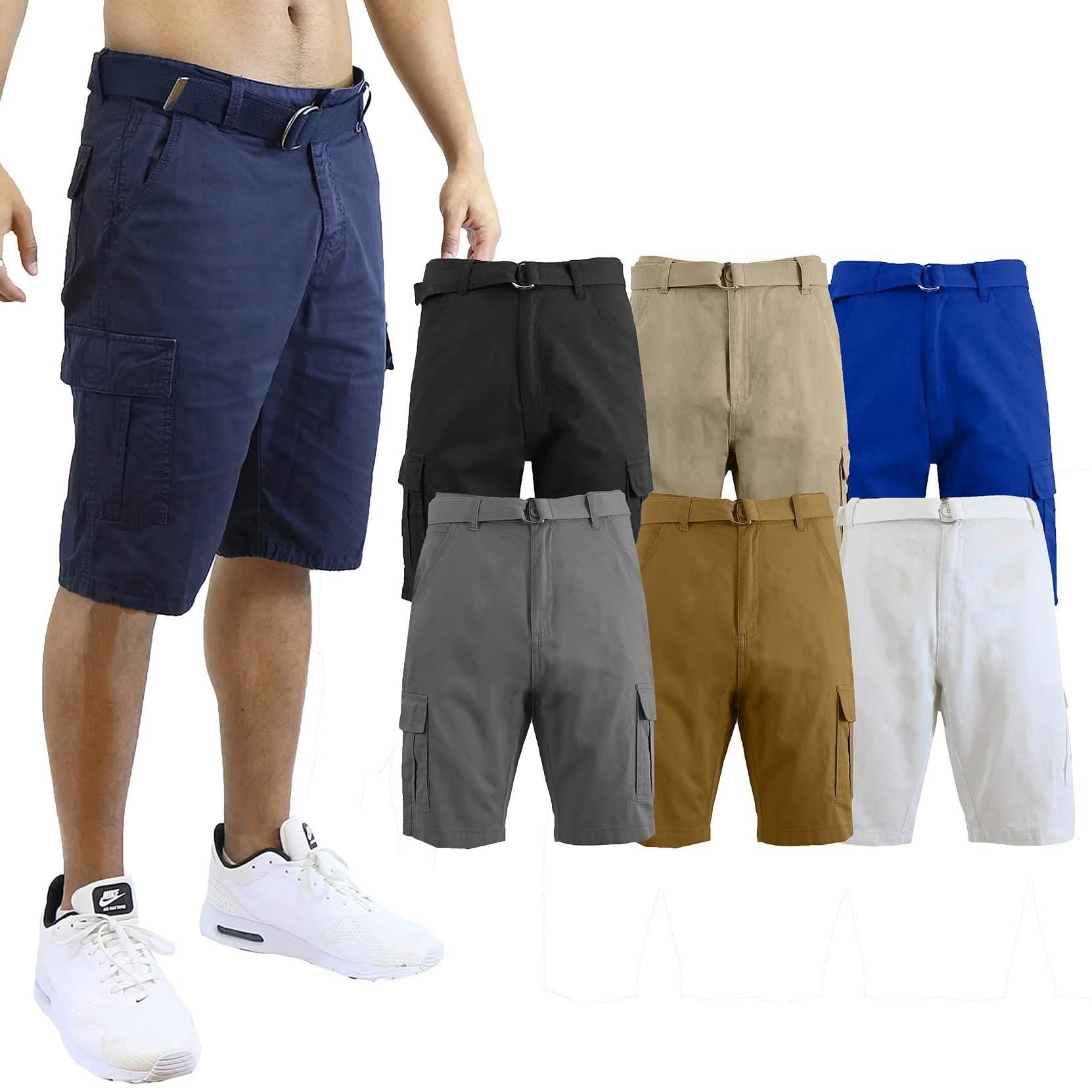 Lot de 2 : Shorts cargo classiques en coton pour homme avec ceinture
