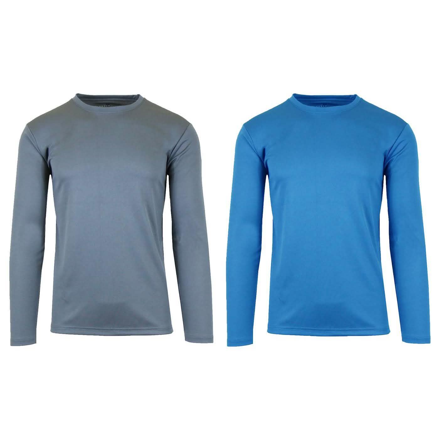 2-Pack: Men's Long Sleeve Moisture Wicking Performance Tee - Assorted Colors