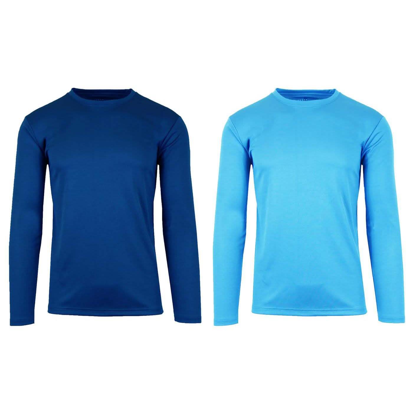 2-Pack: Men's Long Sleeve Moisture Wicking Performance Tee - Assorted Colors