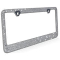 Lot de 2 : Cadre de plaque d'immatriculation en métal, Bling, strass, chrome, cristal de Swarovski, diamant