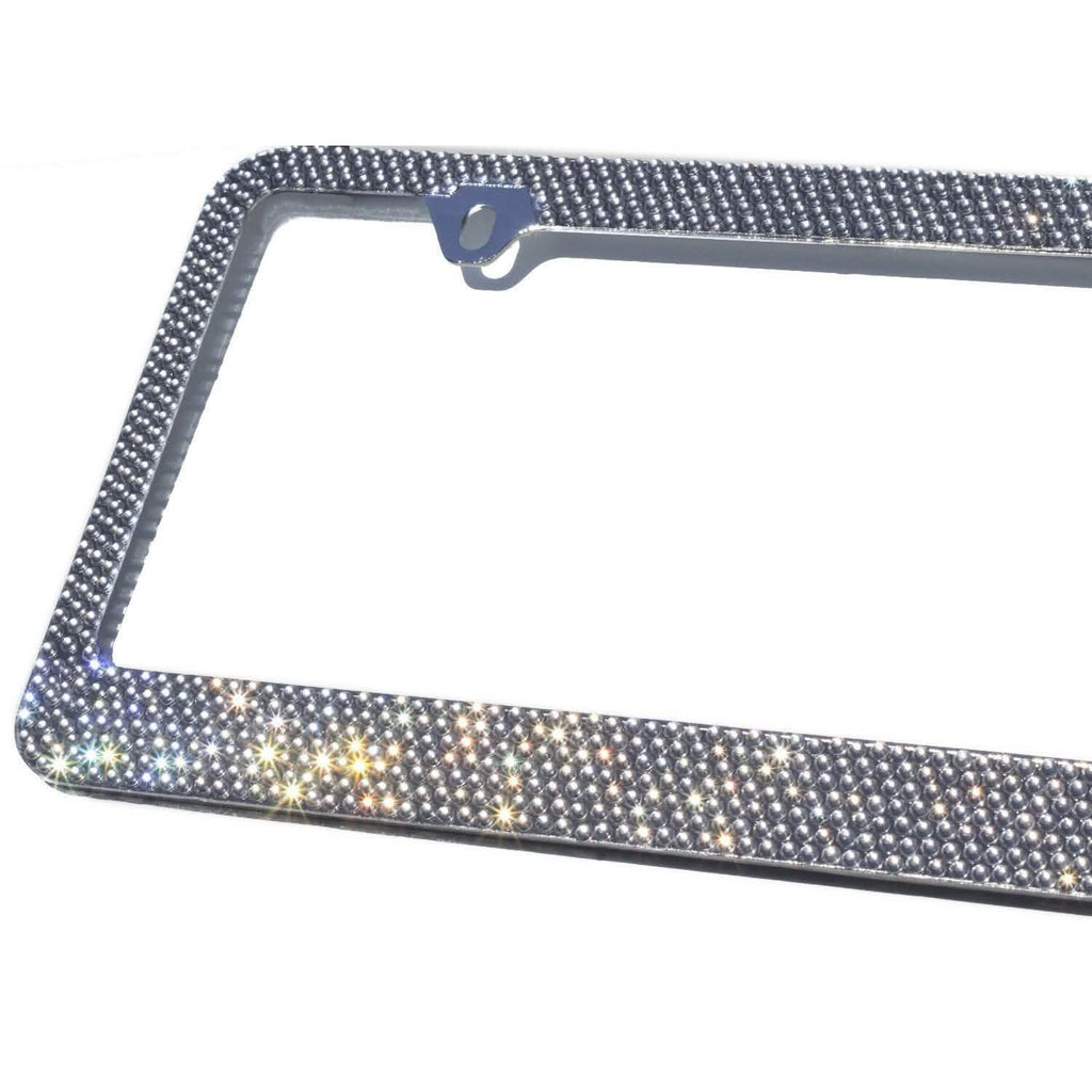 Lot de 2 : Cadre de plaque d'immatriculation en métal, Bling, strass, chrome, cristal de Swarovski, diamant