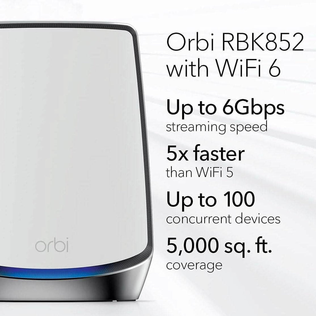 2-Pack: Netgear Orbi Whole Home Tri-band Mesh WiFi 6 System RBK852 Router (Refurbished)