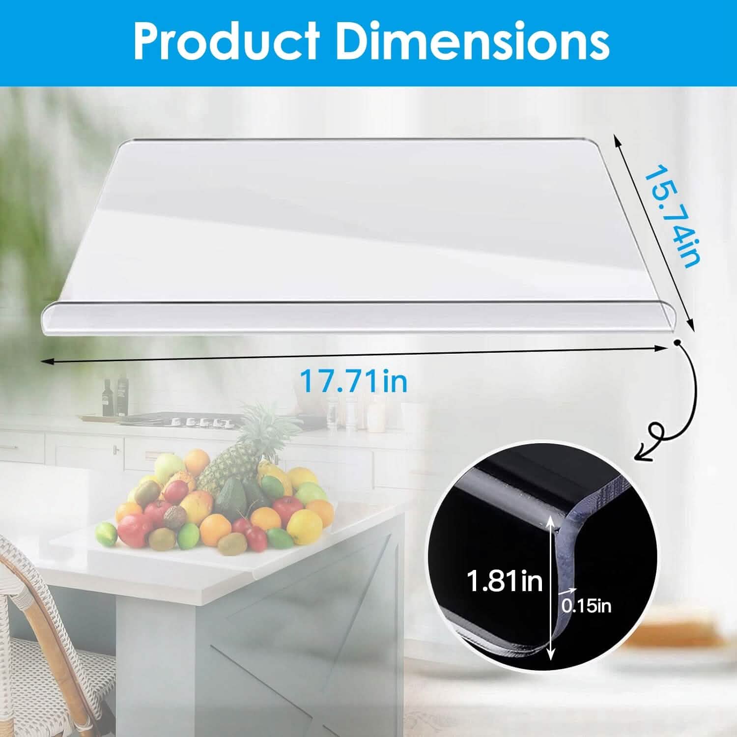 2-Pack: Non-Slip Transparent Countertop Cutting Board Kitchen Countertop Protector