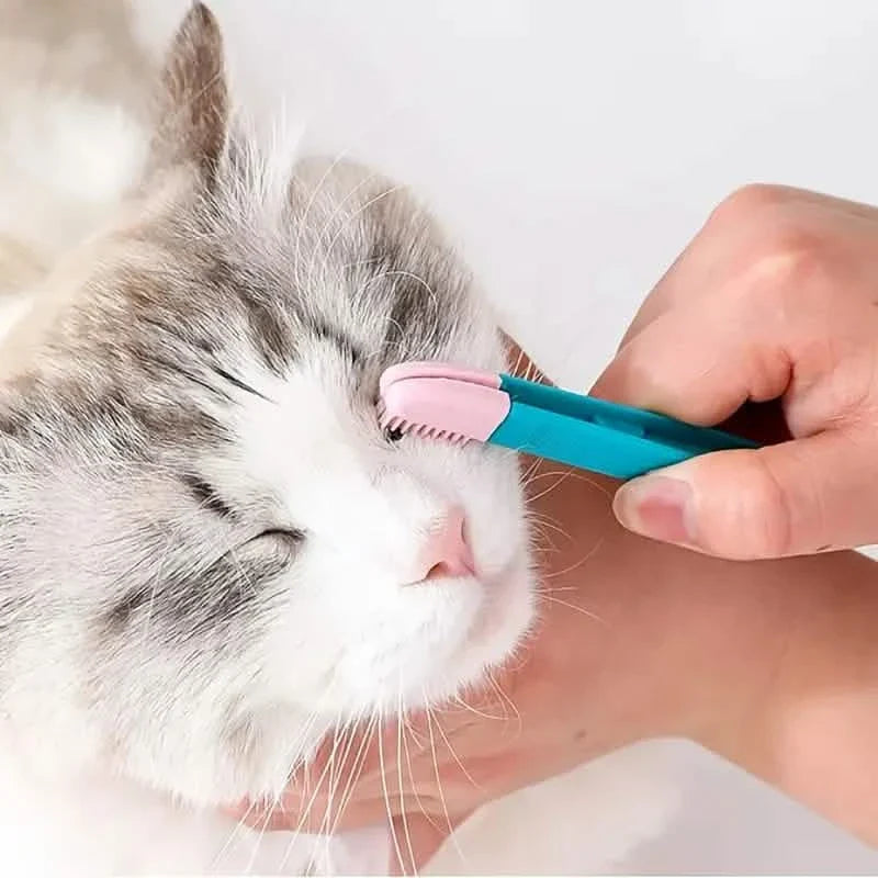 Lot de 2 : brosse-peigne pour animaux de compagnie, peigne anti-taches lacrymales, outils de toilettage et de nettoyage