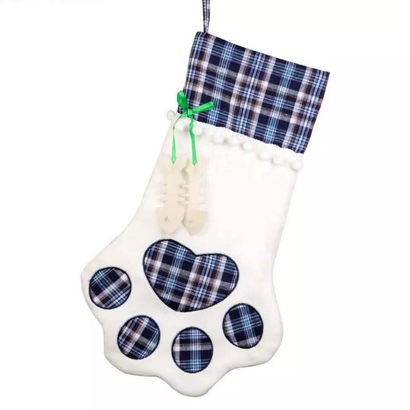 Lot de 2 : Chaussettes de Noël à suspendre pour animaux de compagnie (chien, chat) à motif écossais