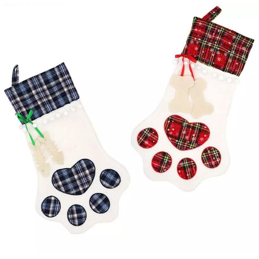 Lot de 2 : Chaussettes de Noël à suspendre pour animaux de compagnie (chien, chat) à motif écossais
