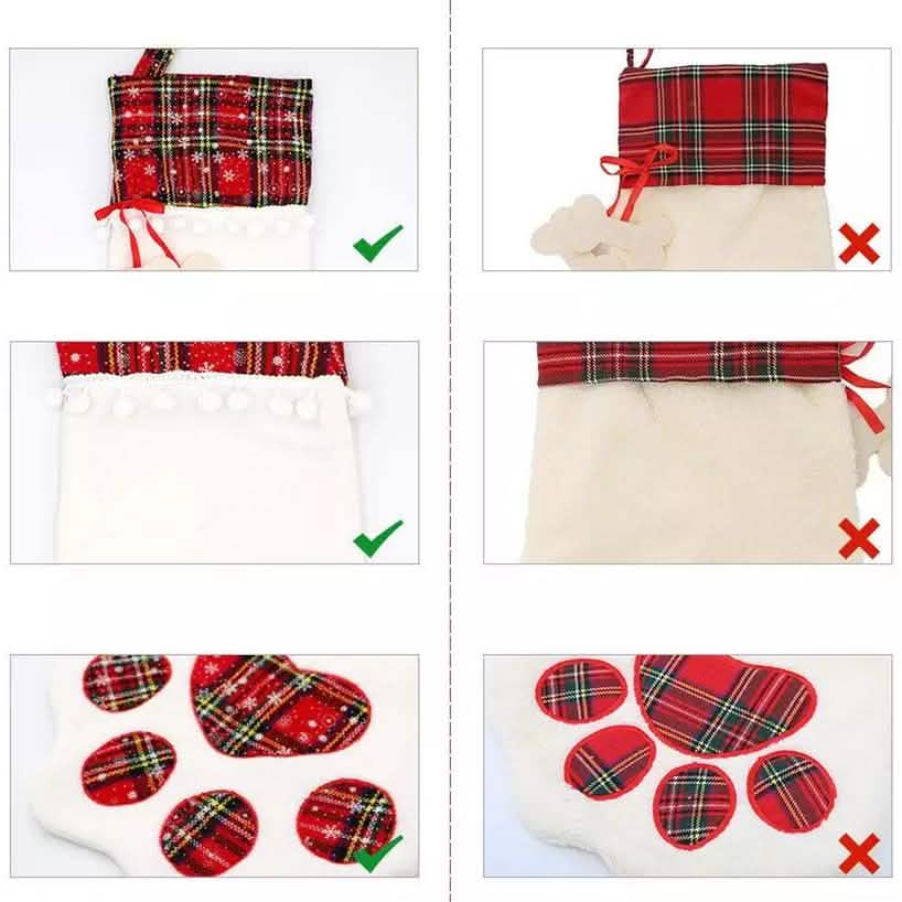 Lot de 2 : Chaussettes de Noël à suspendre pour animaux de compagnie (chien, chat) à motif écossais