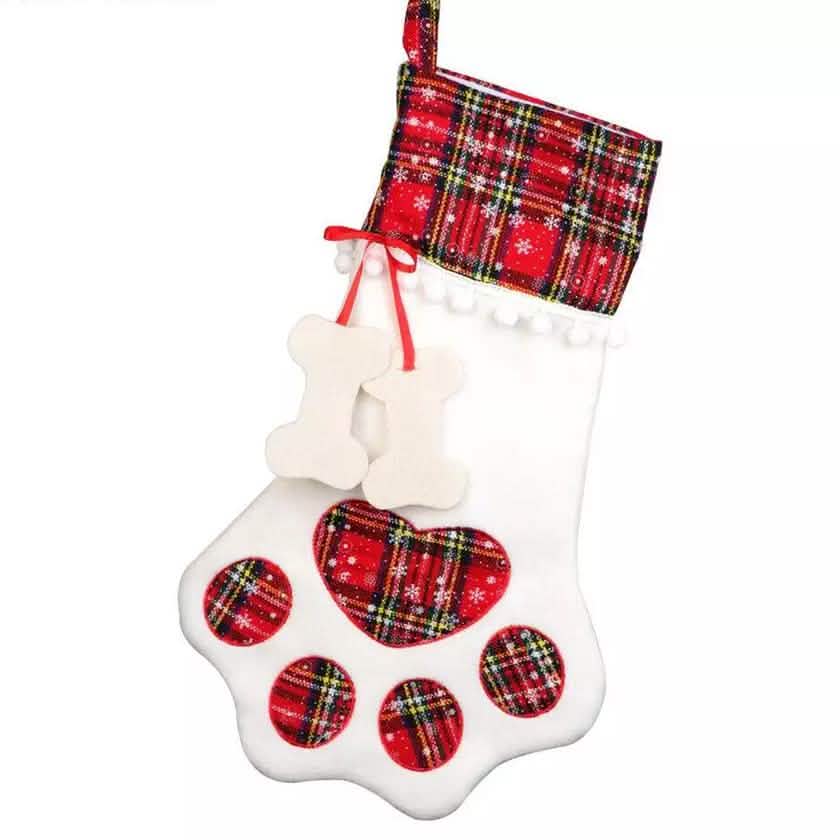 Lot de 2 : Chaussettes de Noël à suspendre pour animaux de compagnie (chien, chat) à motif écossais