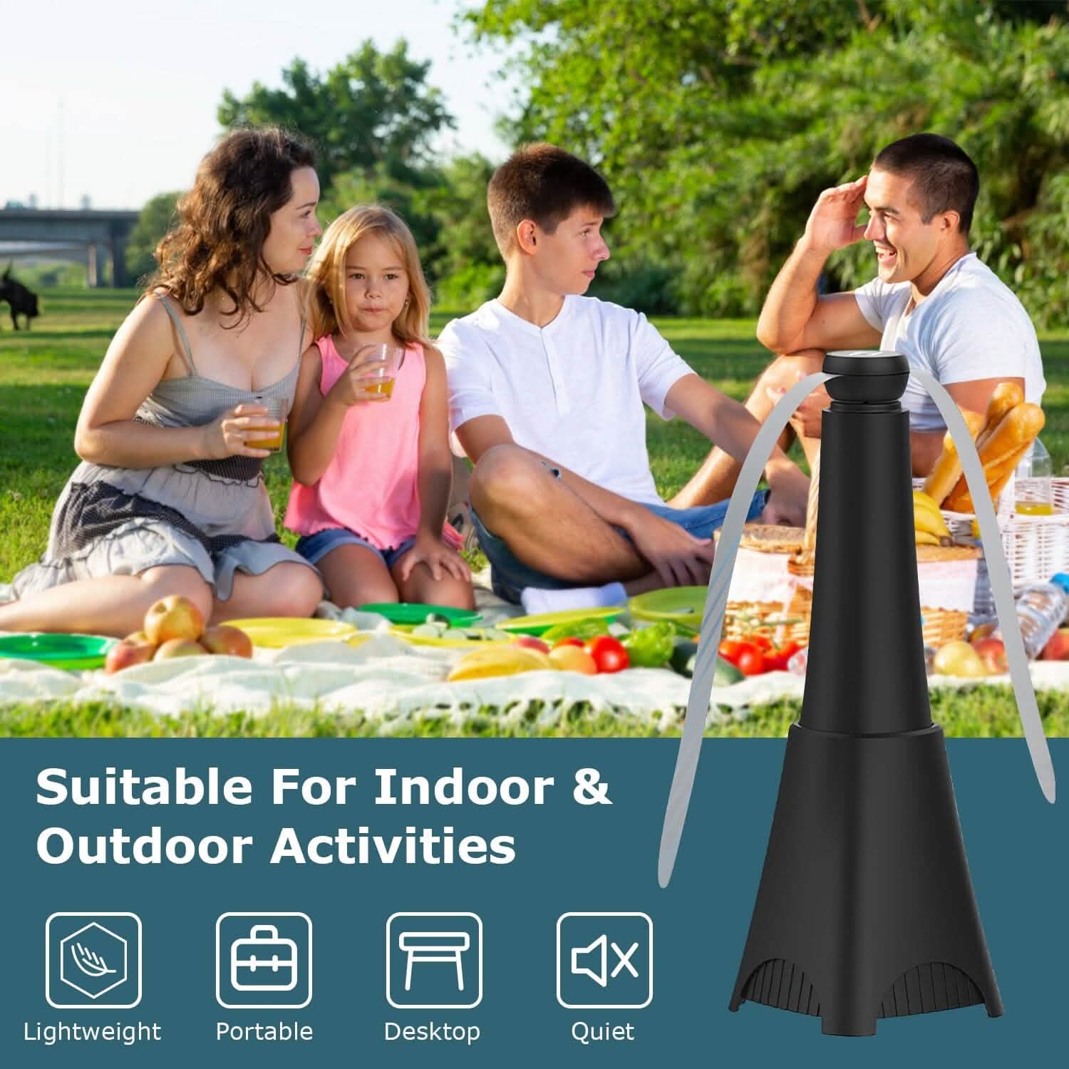 2-Pack: Portable Reflective Fly Repellent Fan Rechargeable Battery Powered
