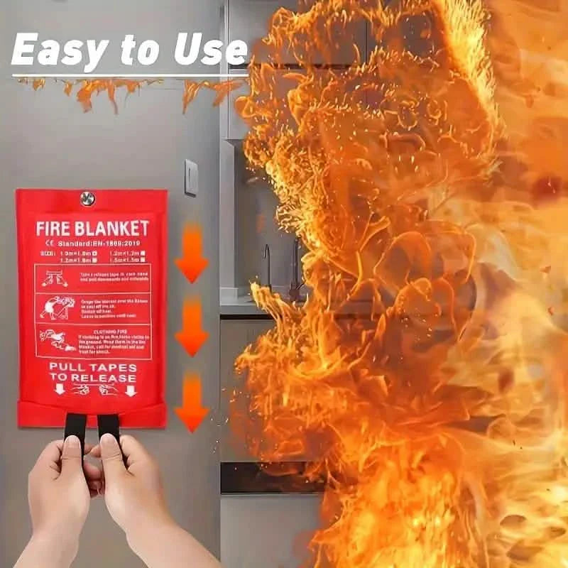 Lot de 2 : Couvertures anti-feu de qualité supérieure en fibre de verre - Résistantes à la chaleur, compactes et réutilisables