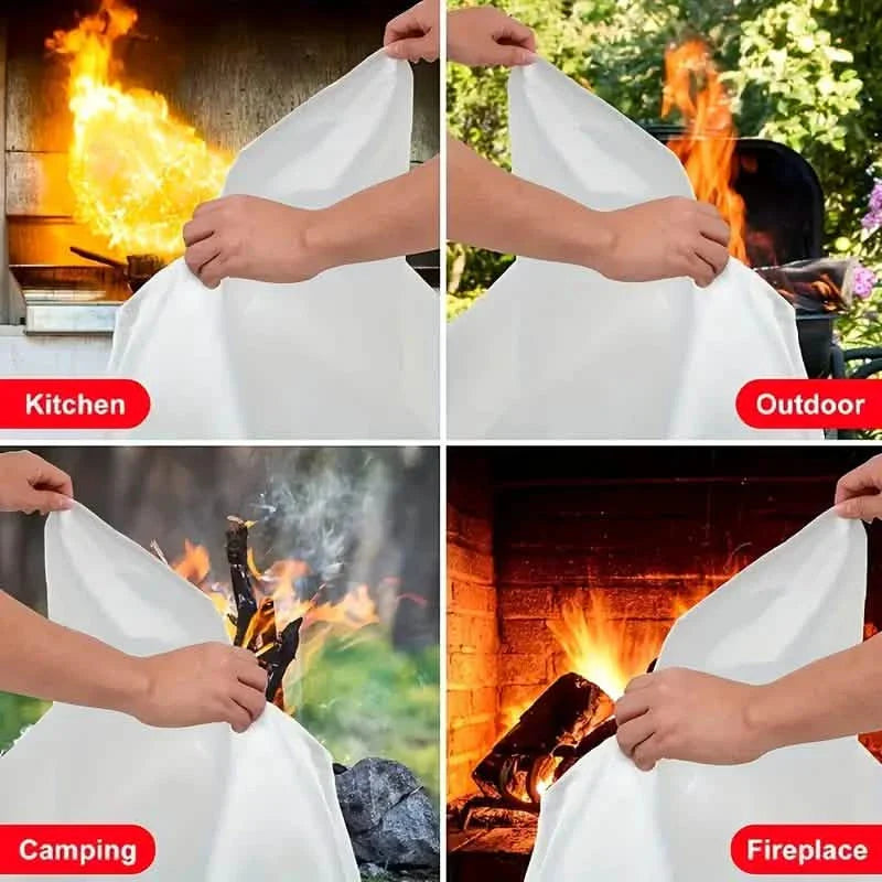 Lot de 2 : Couvertures anti-feu de qualité supérieure en fibre de verre - Résistantes à la chaleur, compactes et réutilisables