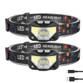 2-Pack: Rechargeable Motion Sensor Headlamp 6 Light Modes Headlight