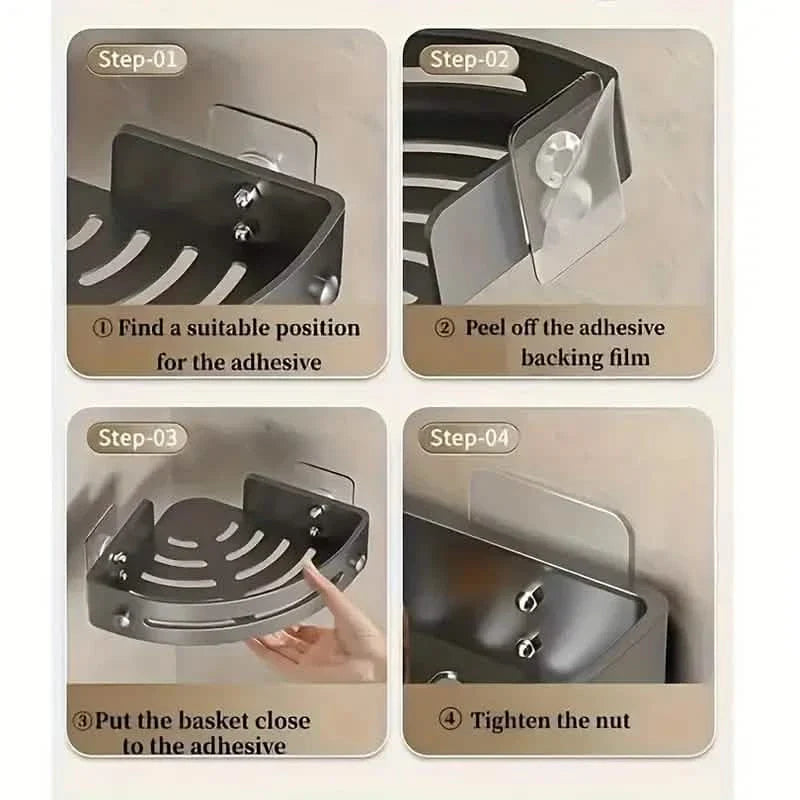 2-Tier: Rustproof Corner Shower Caddy, Adhesive Wall Mounted Shower Shelves No Drilling