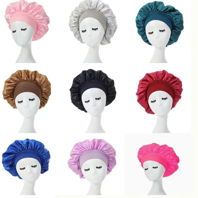 Lot de 2 : bonnet de nuit en satin pour cheveux bouclés