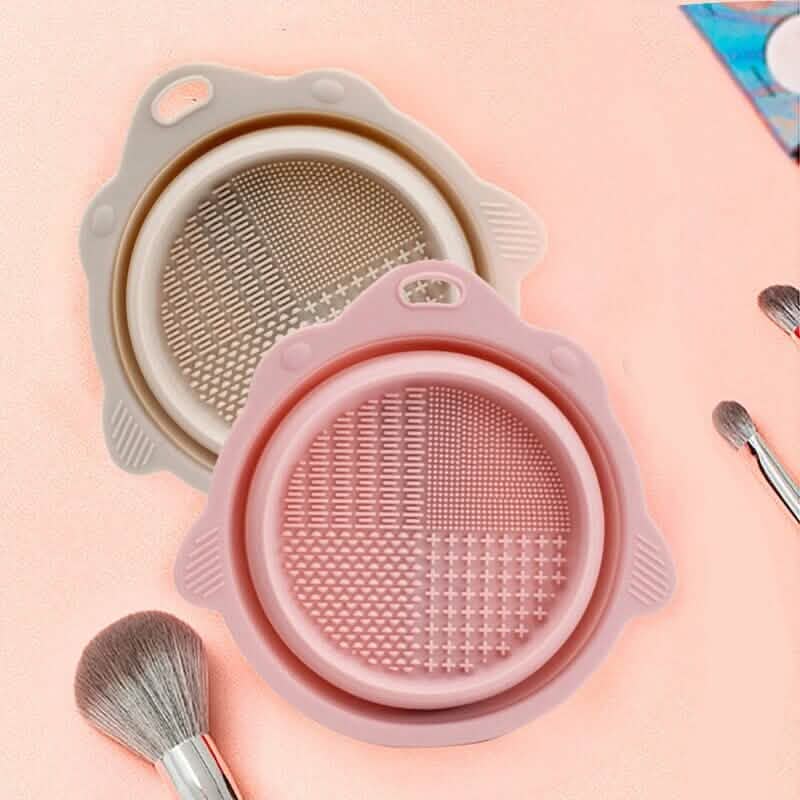2個セット：シリコン製折りたたみメイクブラシクリーニングパッド