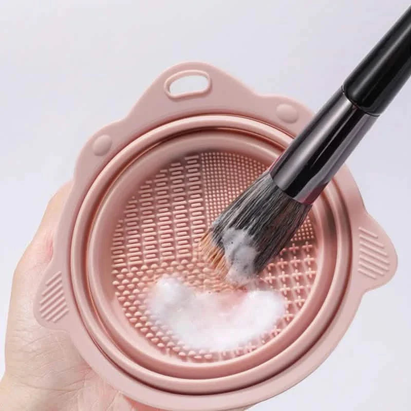 2個セット：シリコン製折りたたみメイクブラシクリーニングパッド