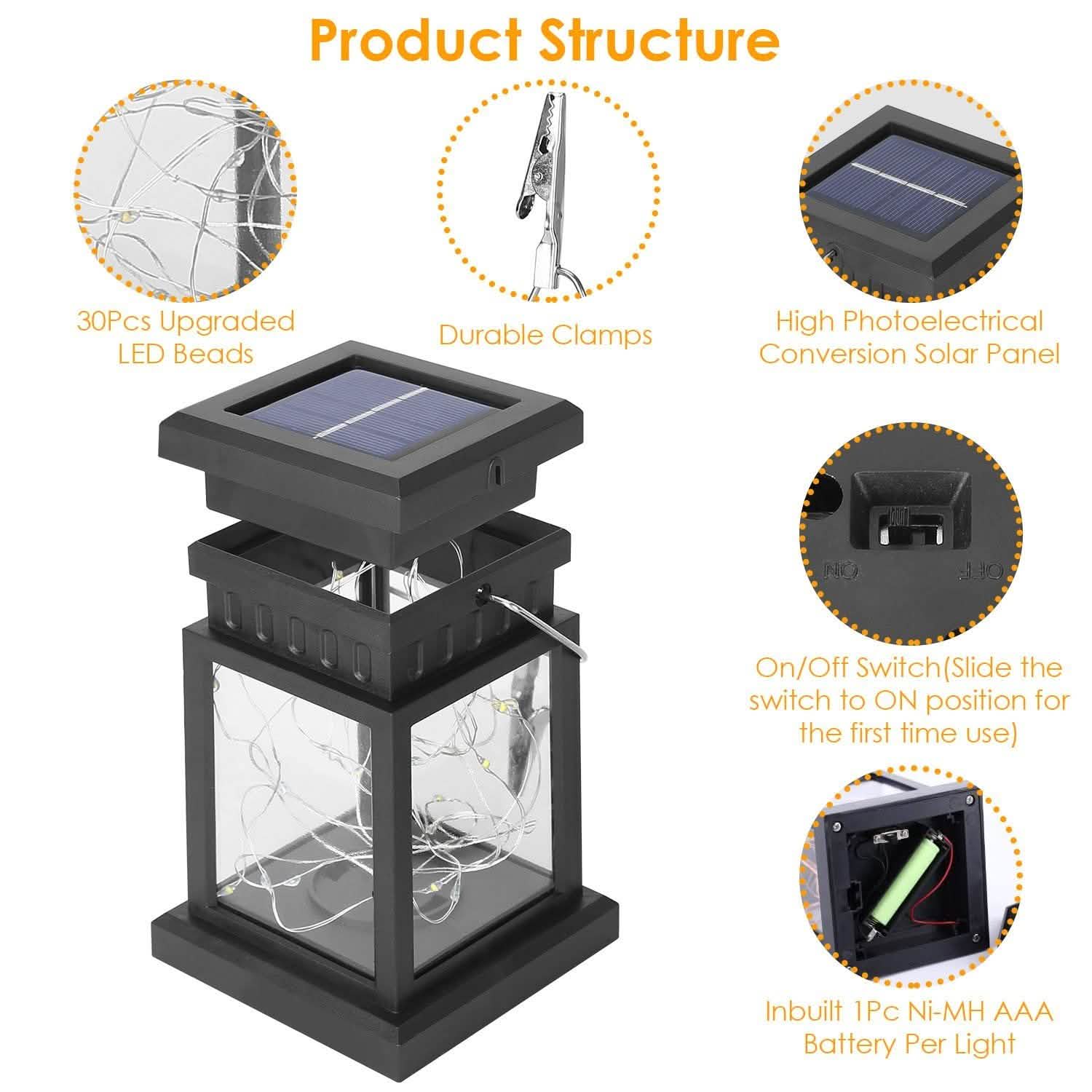 2-Pack: Solar Powered Hanging Lights 30 LED Beads