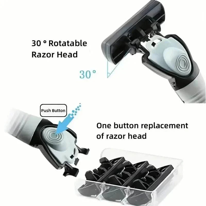 Lot de 2 : Rasoir en acier inoxydable avec 18 lames de rechange