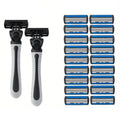 Lot de 2 : Rasoir en acier inoxydable avec 18 lames de rechange