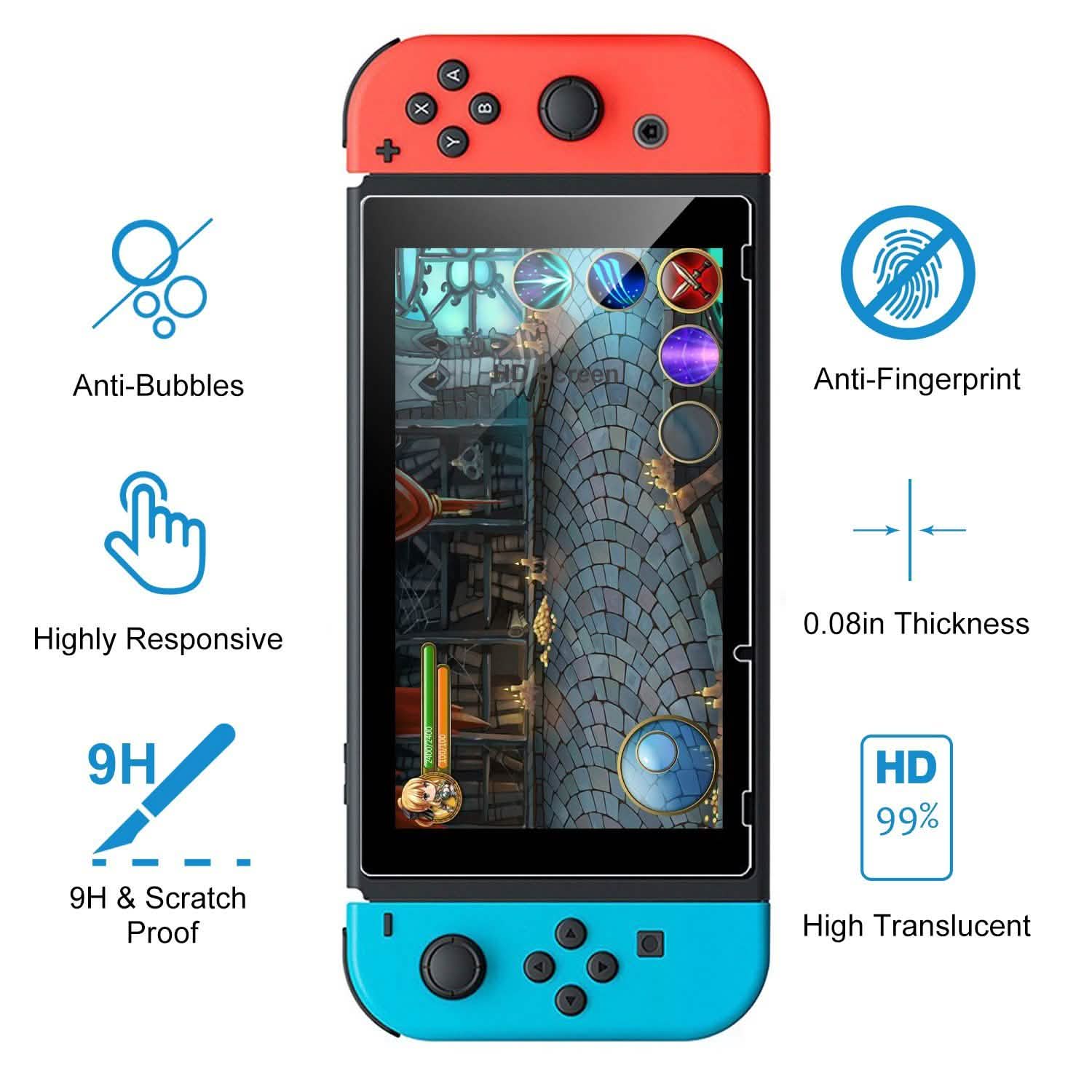2個セット：Nintendo Switch用強化ガラススクリーンプロテクター